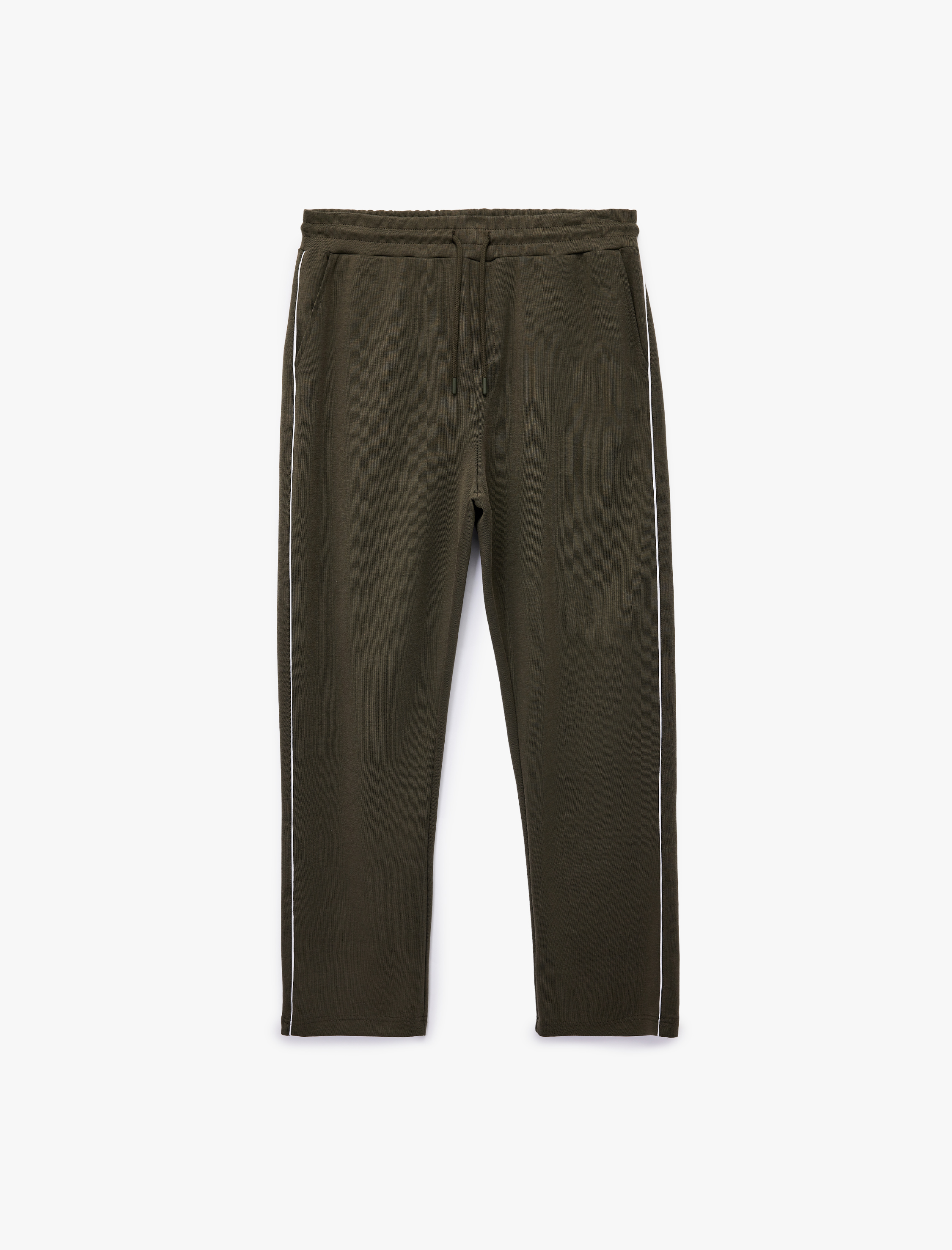   Pamuklu Cepli Çizgi Detaylı Beli Bağcıklı Eşofman Altı