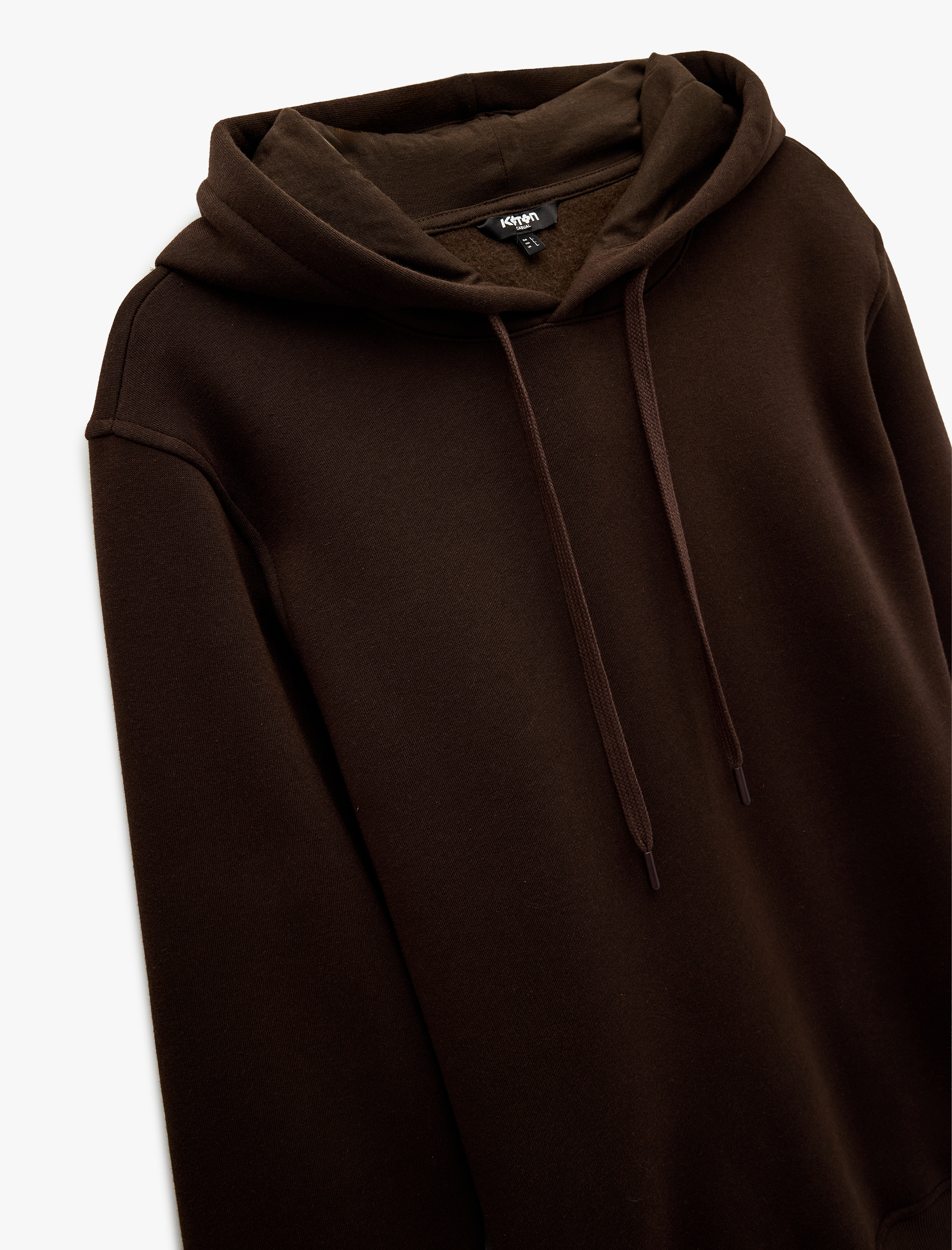   Şardonlu Uzun Kollu Basic Kapşonlu Sweatshirt