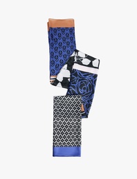 Çok Renkli Desenli Saten Şal