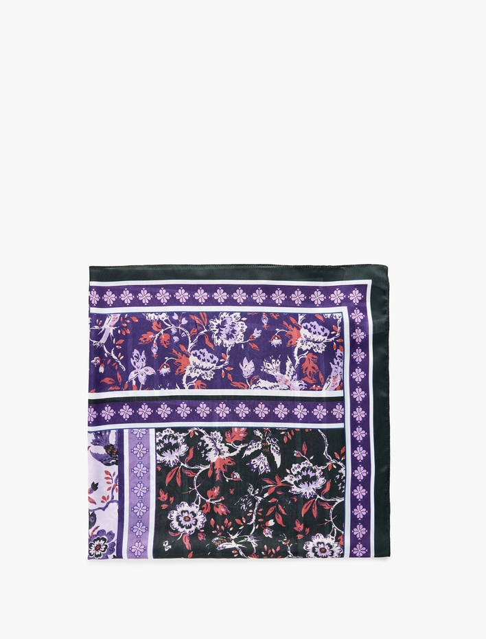 Kadın Desenli Yumuşak Dokulu Kare Şal