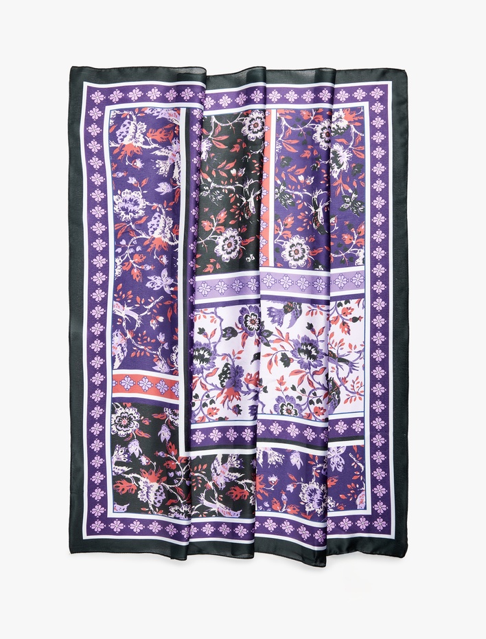 Kadın Desenli Yumuşak Dokulu Kare Şal