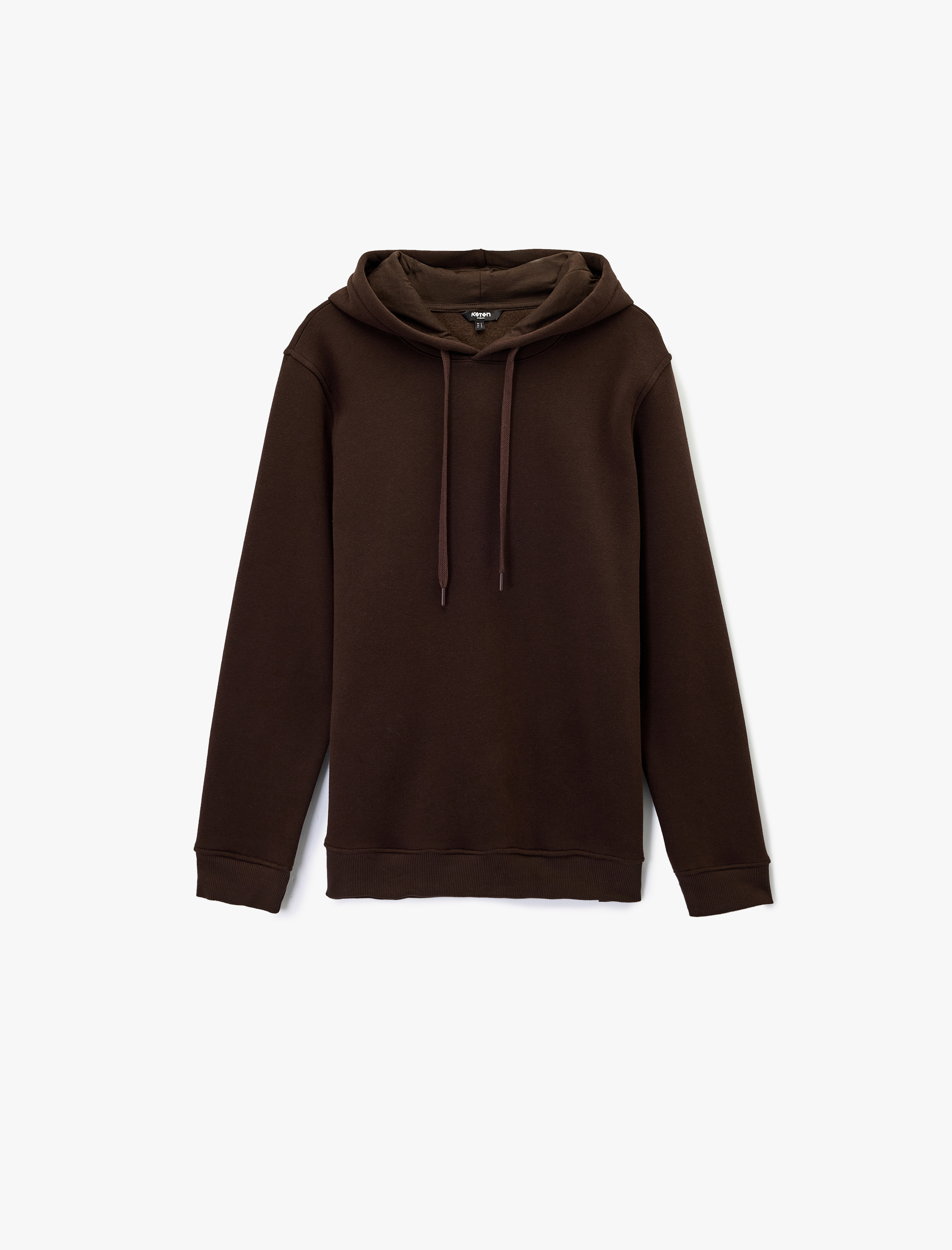   Şardonlu Uzun Kollu Basic Kapşonlu Sweatshirt