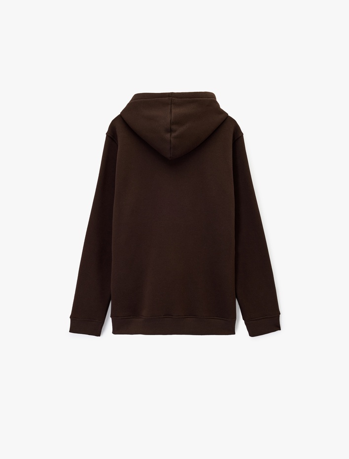  Şardonlu Uzun Kollu Basic Kapşonlu Sweatshirt