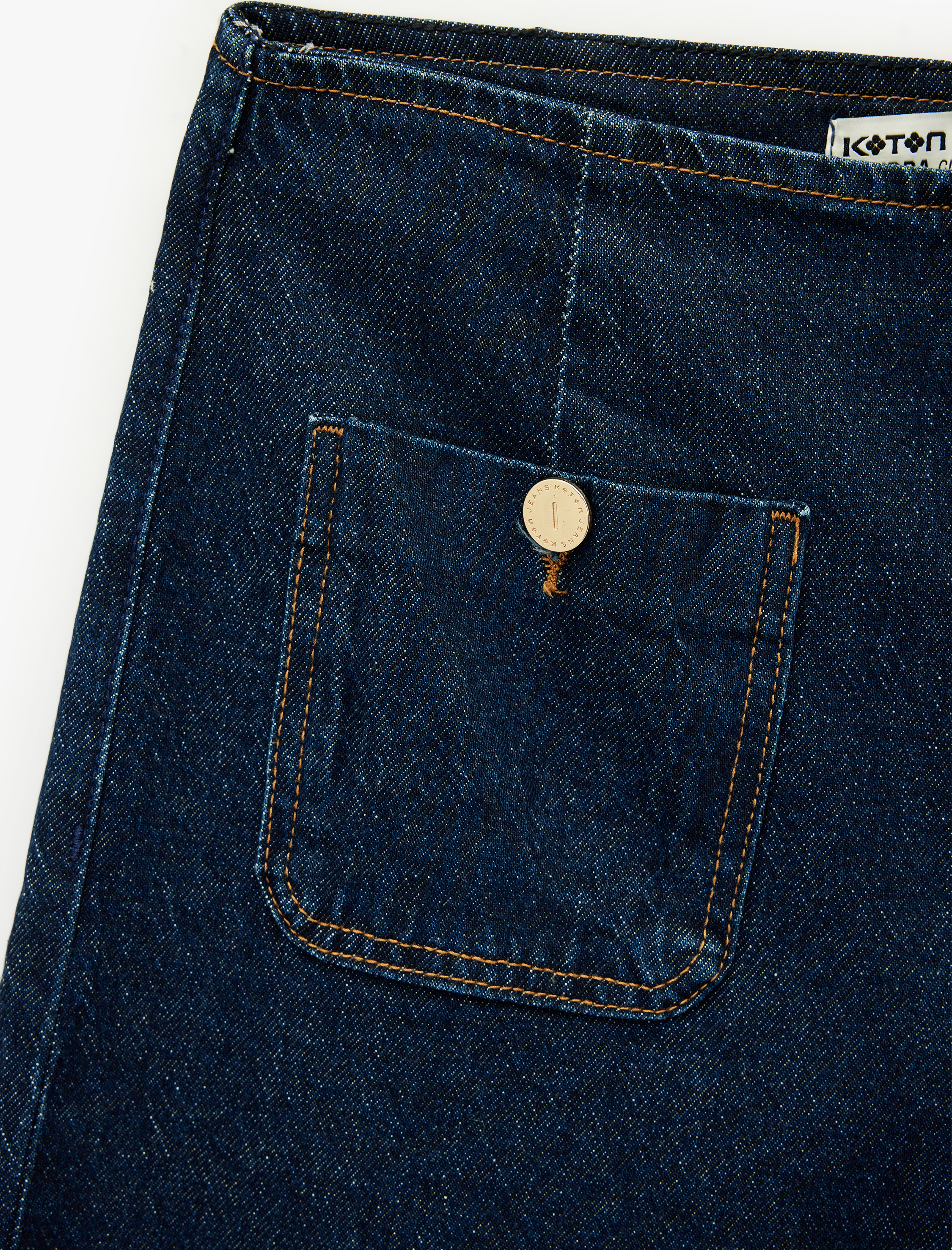   Yüksek Bel Cep Detaylı Rahat Kalıp Geniş Paça Jean Pantolon - Culotte Jeans