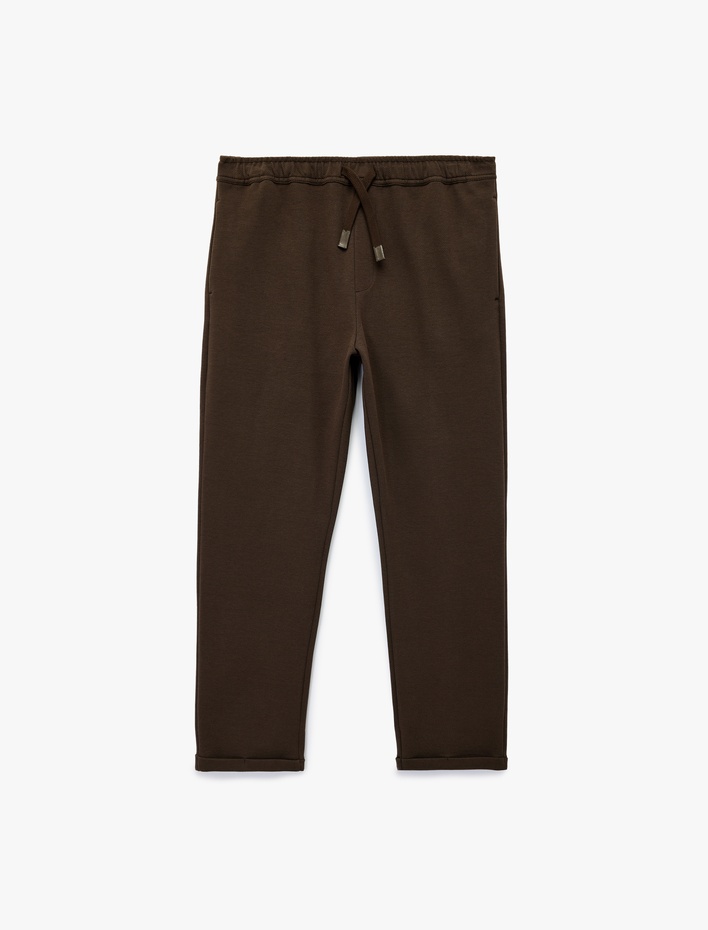  Cep Detaylı Katlamalı Paça Rahat Kesim Beli Bağcıklı Pantolon