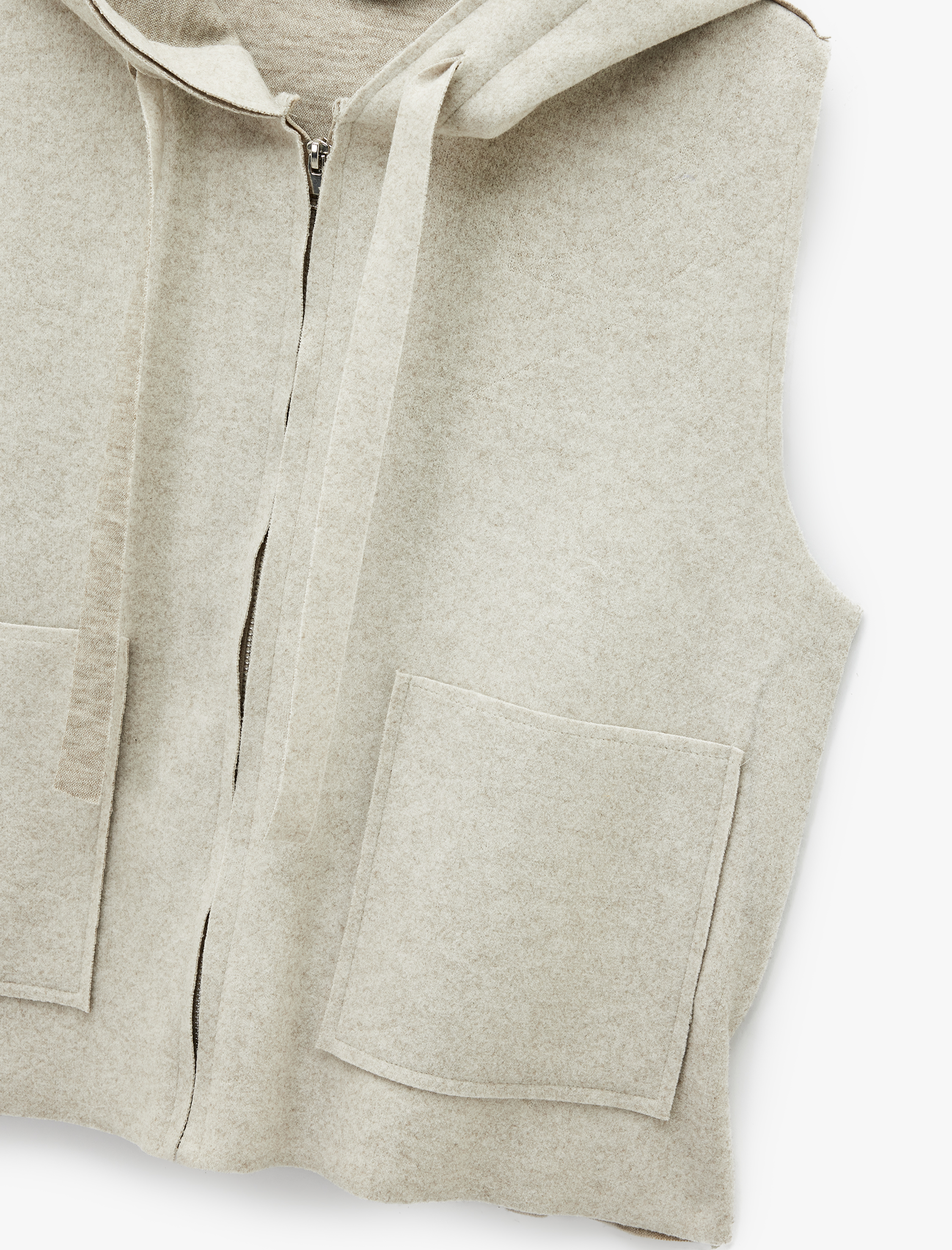   Kolsuz Kapüşonlu Fermuarlı Cep Detaylı Yelek