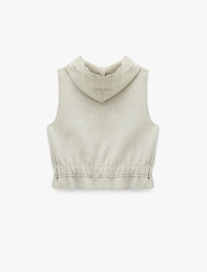  Kolsuz Kapüşonlu Fermuarlı Cep Detaylı Yelek