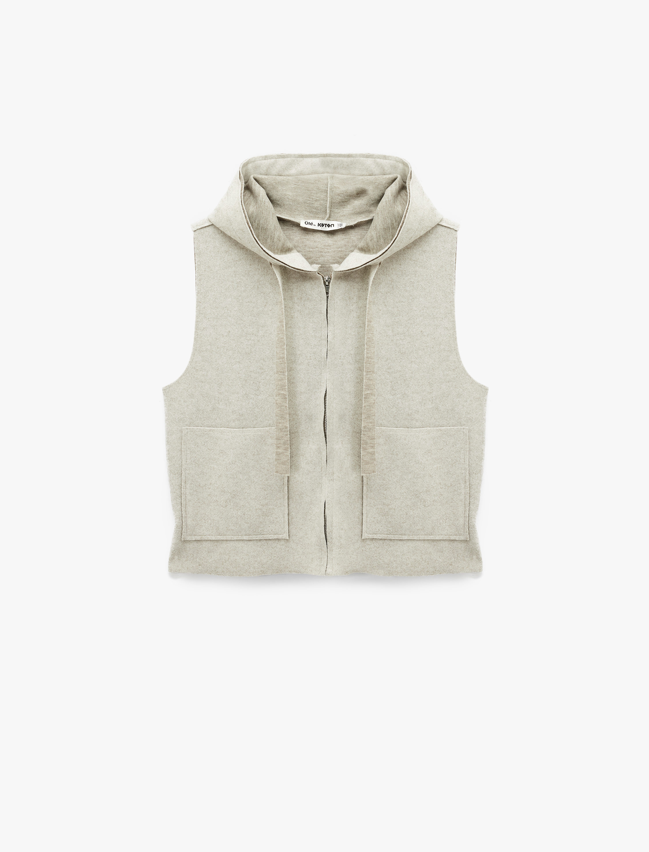   Kolsuz Kapüşonlu Fermuarlı Cep Detaylı Yelek