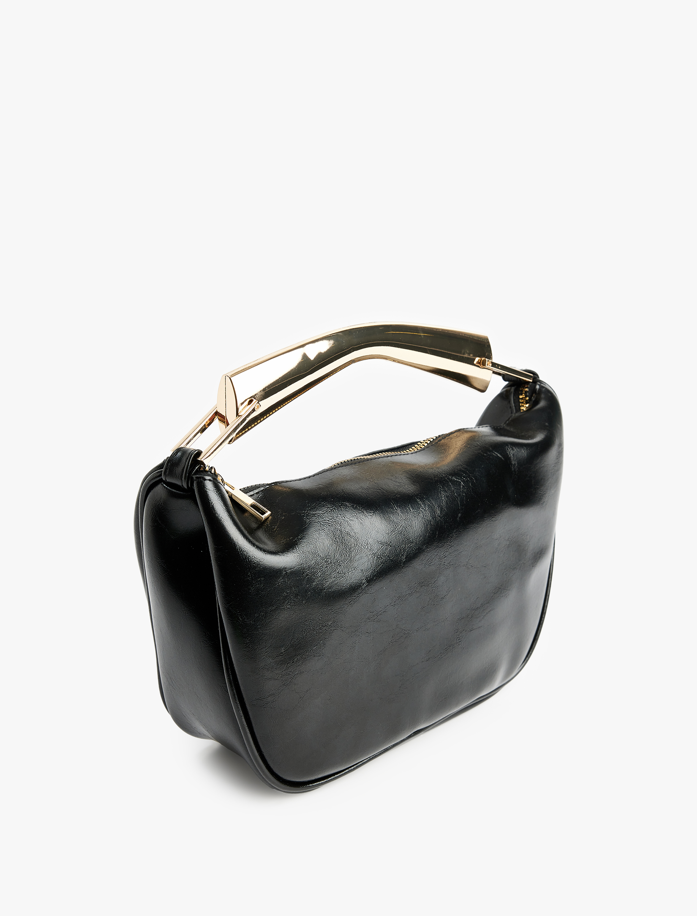  Kadın Metal Aksesuarlı Fermuarlı Suni Deri El Çantası