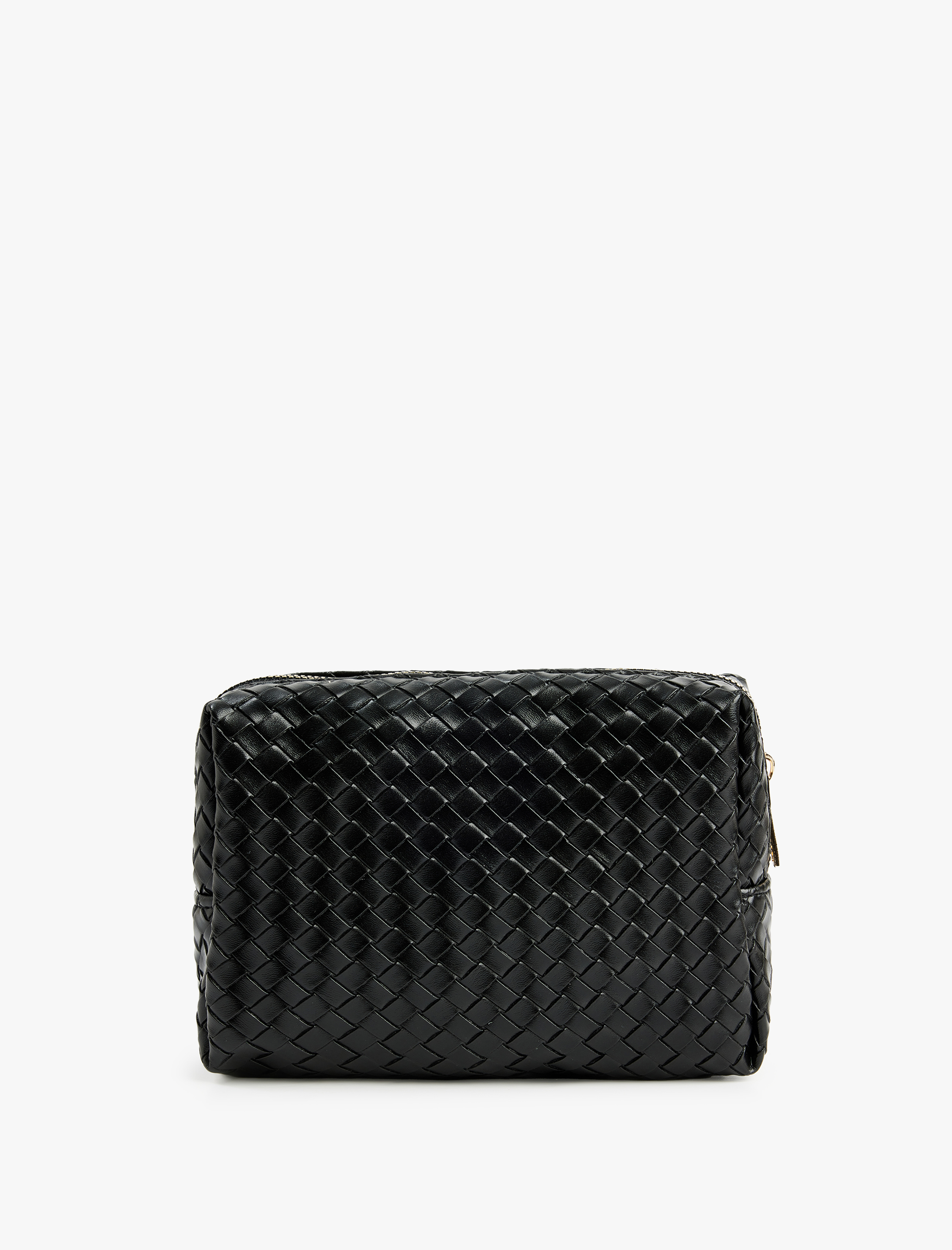  Kadın Fermuarlı Örgü Desenli Makyaj Çantası