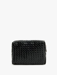 Fermuarlı Örgü Desenli Makyaj Çantası