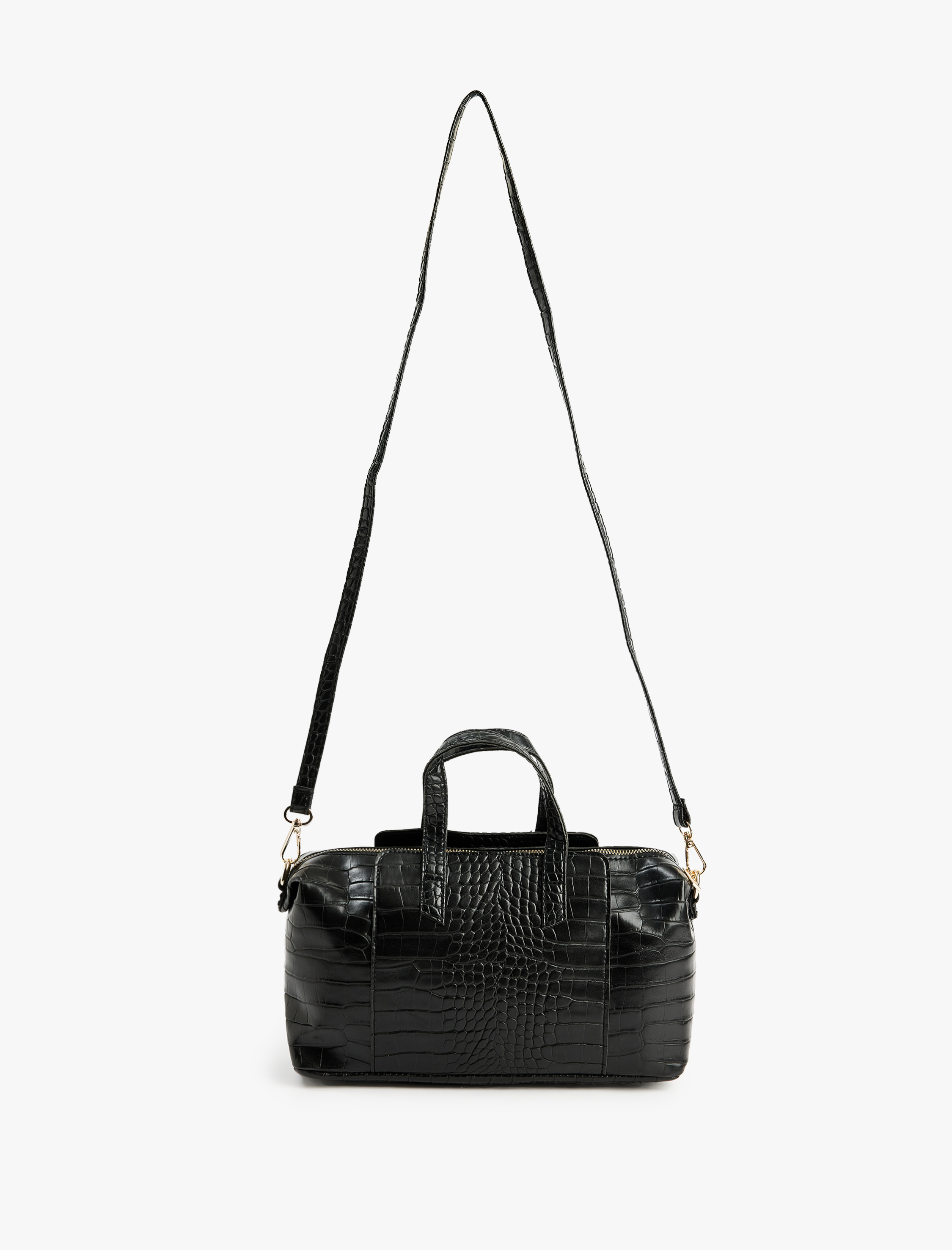  Kadın Timsah Derisi Görünümlü Fermuarlı Saplı Askılı Tote Çanta