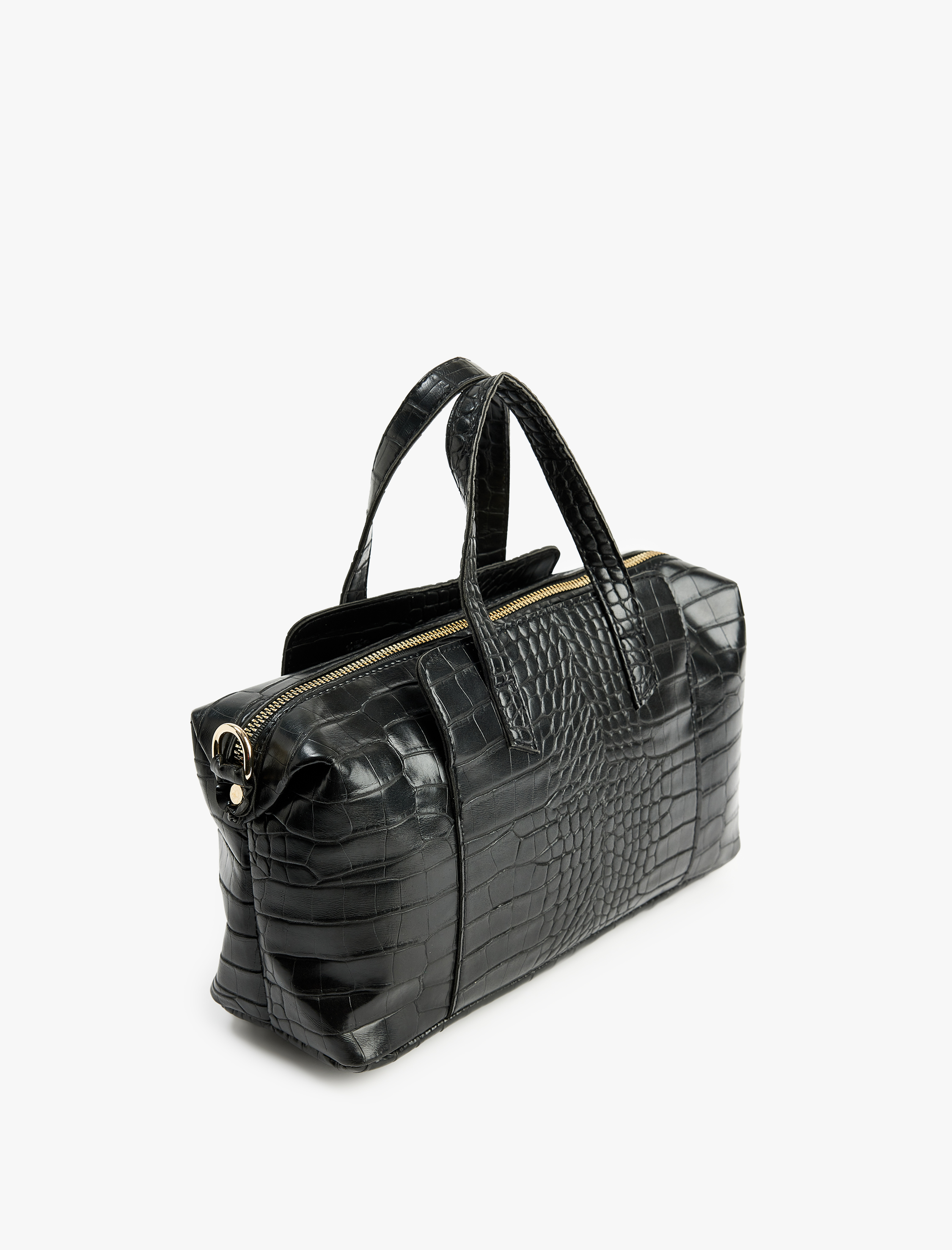  Kadın Timsah Derisi Görünümlü Fermuarlı Saplı Askılı Tote Çanta