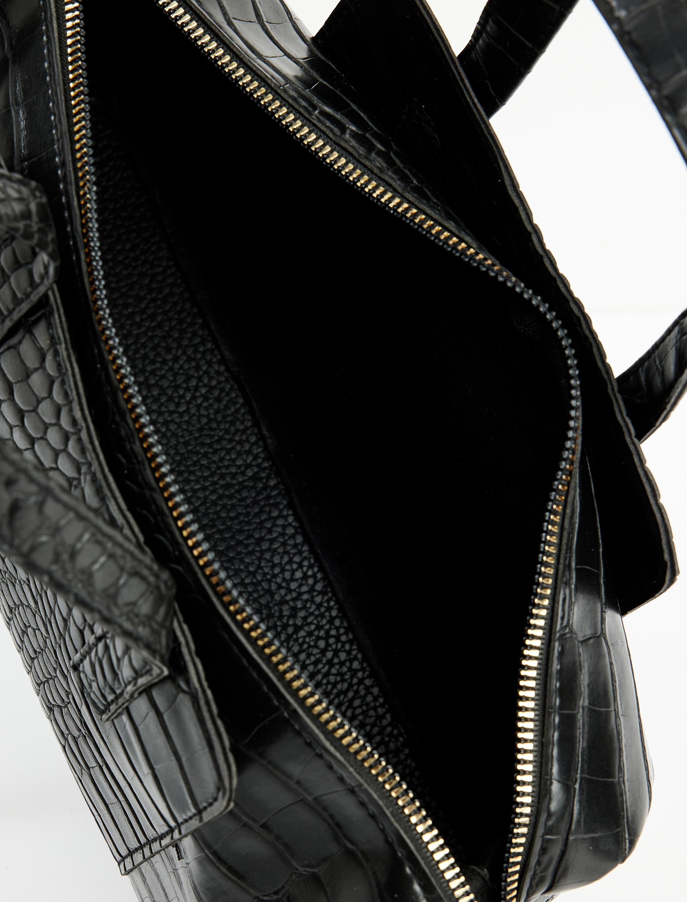  Kadın Timsah Derisi Görünümlü Fermuarlı Saplı Askılı Tote Çanta