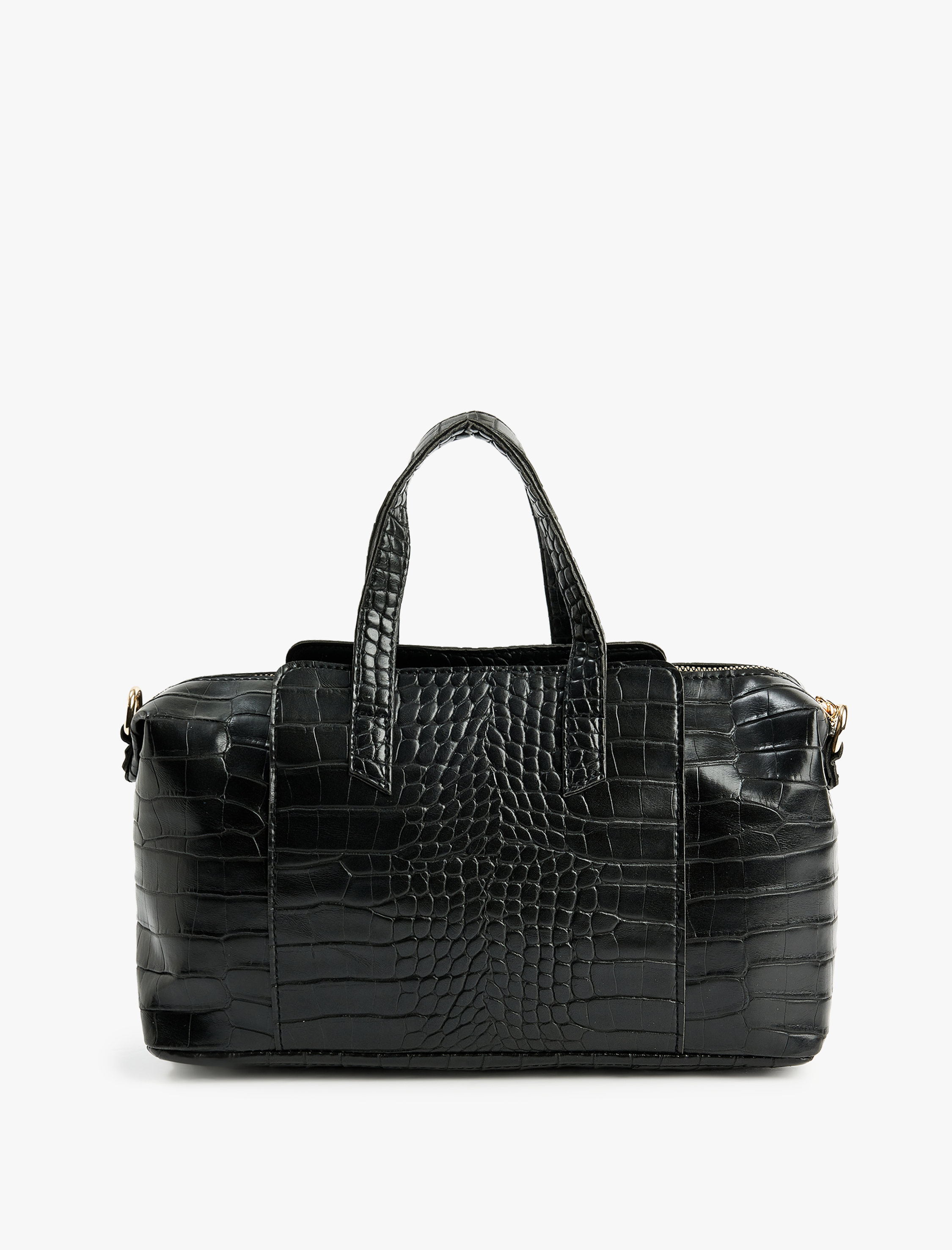  Kadın Timsah Derisi Görünümlü Fermuarlı Saplı Askılı Tote Çanta