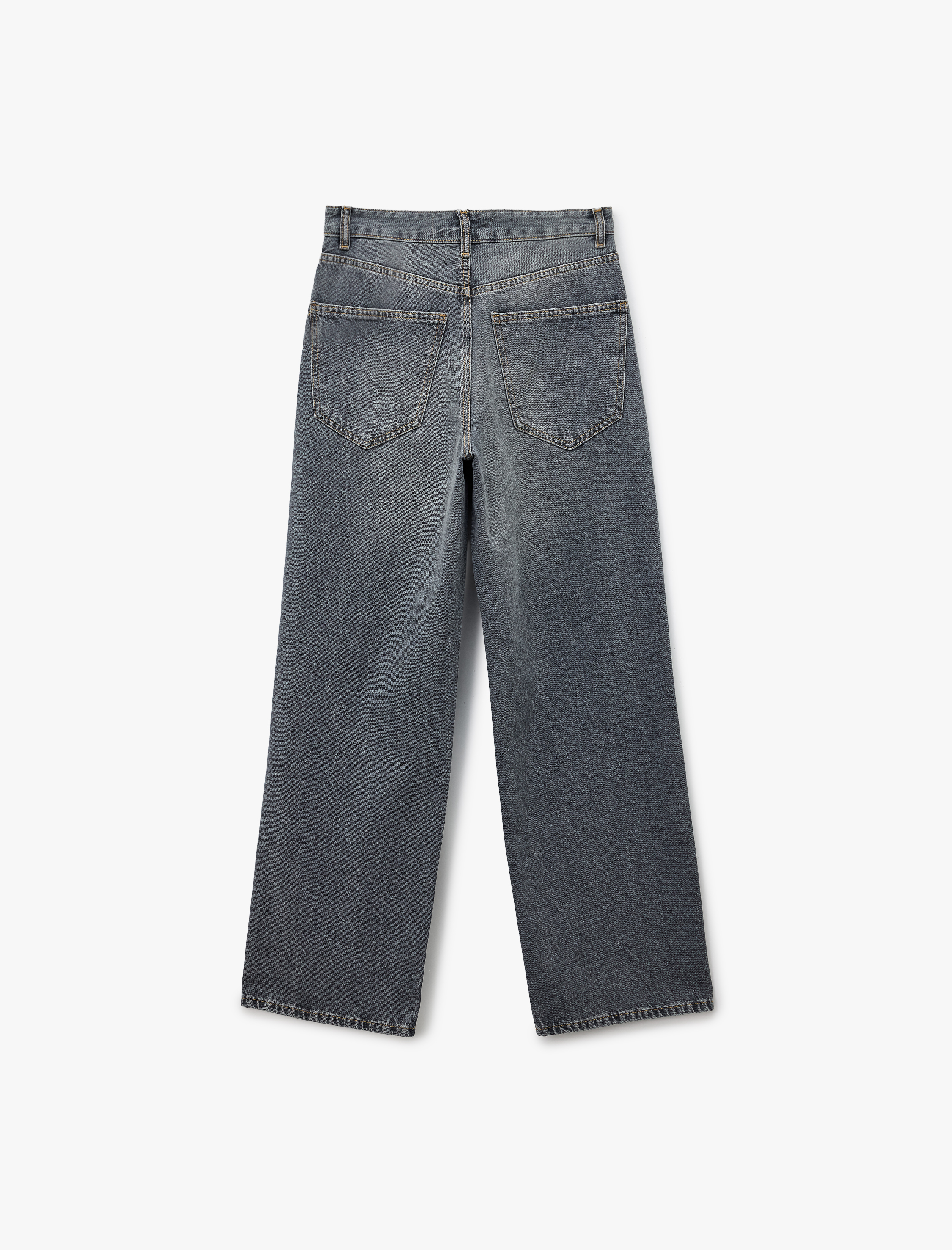   Rahat Kalıp Yıkamalı Uzun Düz Paça Pamuklu Jean Pantolon - Baggy Jeans