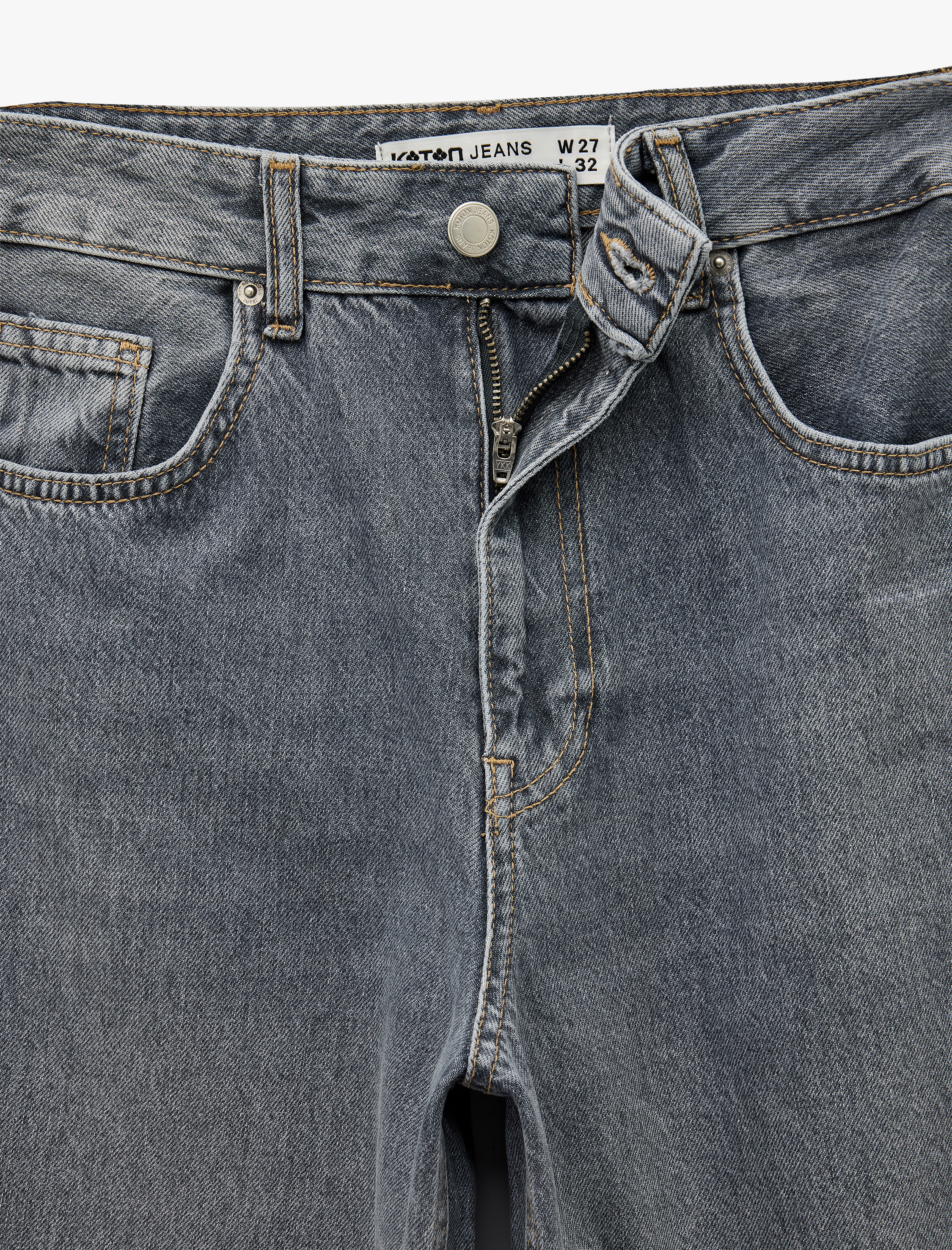   Rahat Kalıp Yıkamalı Uzun Düz Paça Pamuklu Jean Pantolon - Baggy Jeans