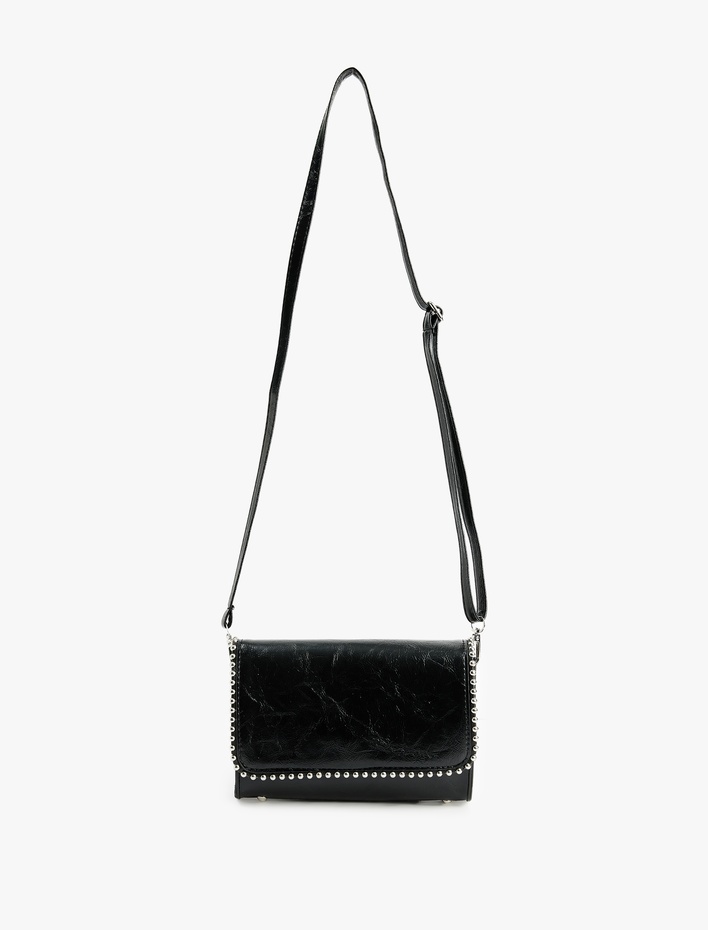 Kadın Metal Aksesuarlı Suni Deri Askılı Çapraz Çanta