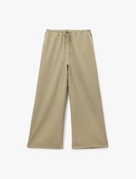 Rahat Kalıp Cepli Beli Bağlamalı Poplin Kareli Pijama Altı