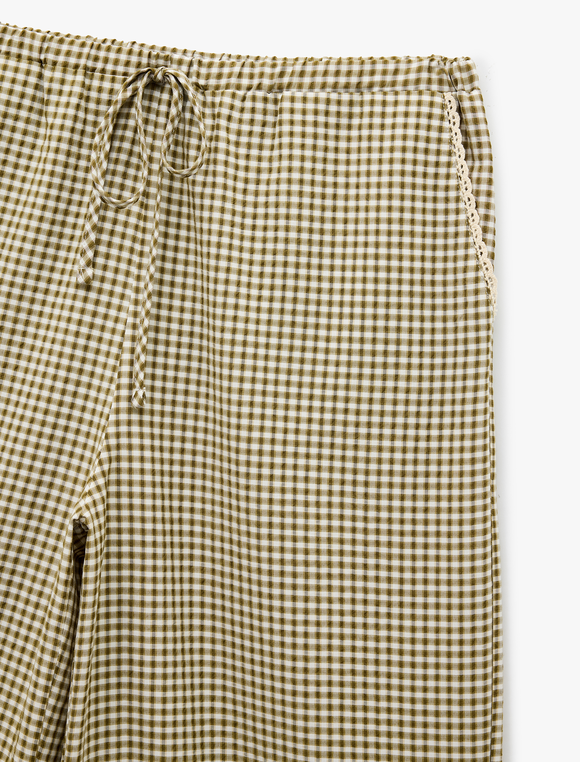   Rahat Kalıp Cepli Beli Bağlamalı Poplin Kareli Pijama Altı