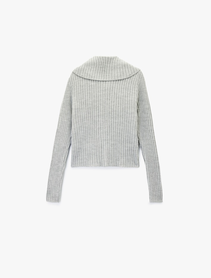  Slim Fit Uzun Kollu Dik Yaka Fermuarlı Suni Kürklü Hırka