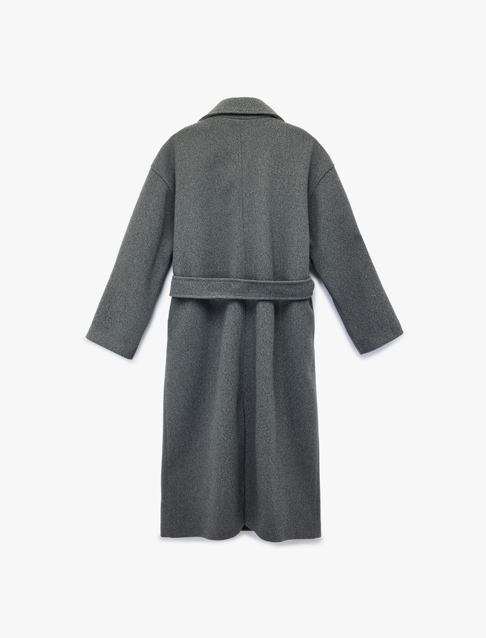  Uzun Kollu Kemerli Kruvaze Uzun Kaşe Kaban