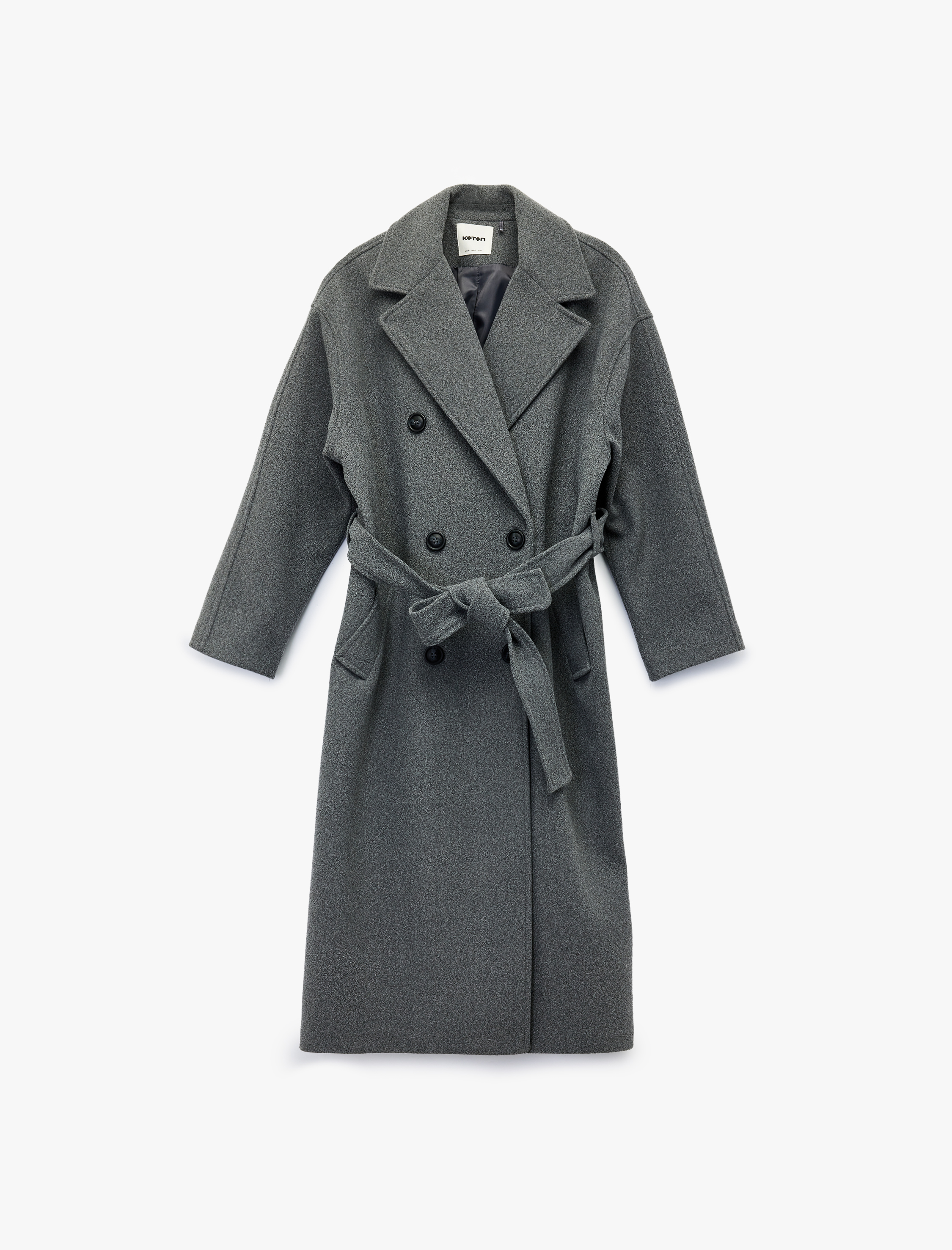   Uzun Kollu Kemerli Kruvaze Uzun Kaşe Kaban