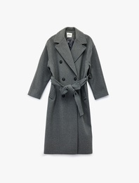 Uzun Kollu Kemerli Kruvaze Uzun Kaşe Kaban