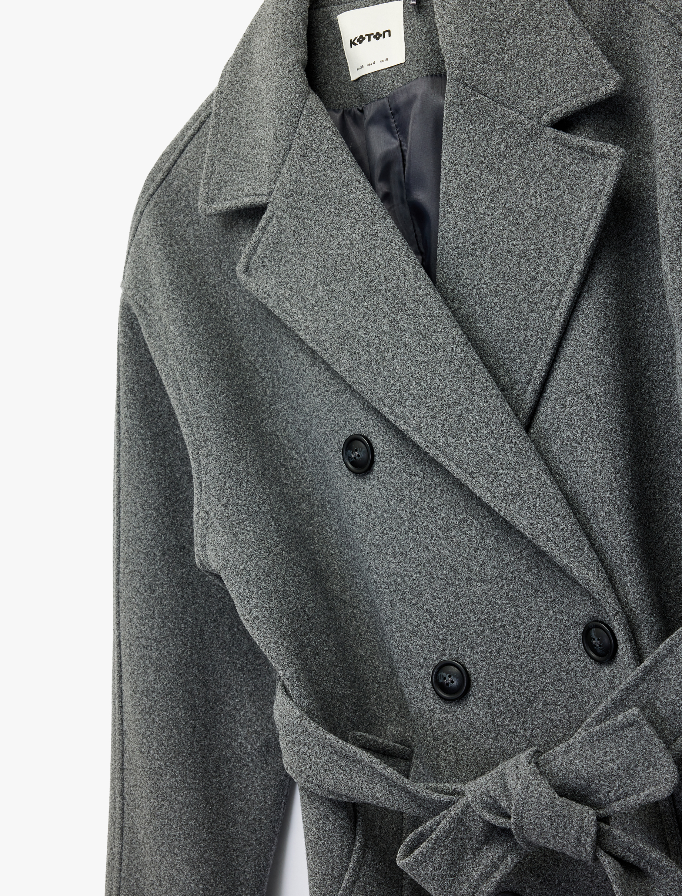   Uzun Kollu Kemerli Kruvaze Uzun Kaşe Kaban