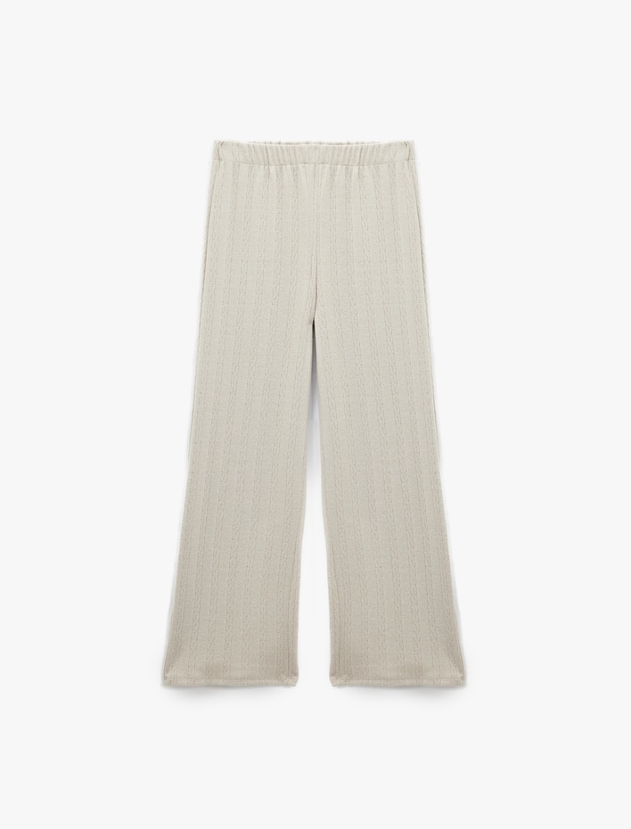  Rahat Kalıp Standart Bel Dokulu Bol Paça Pijama Altı