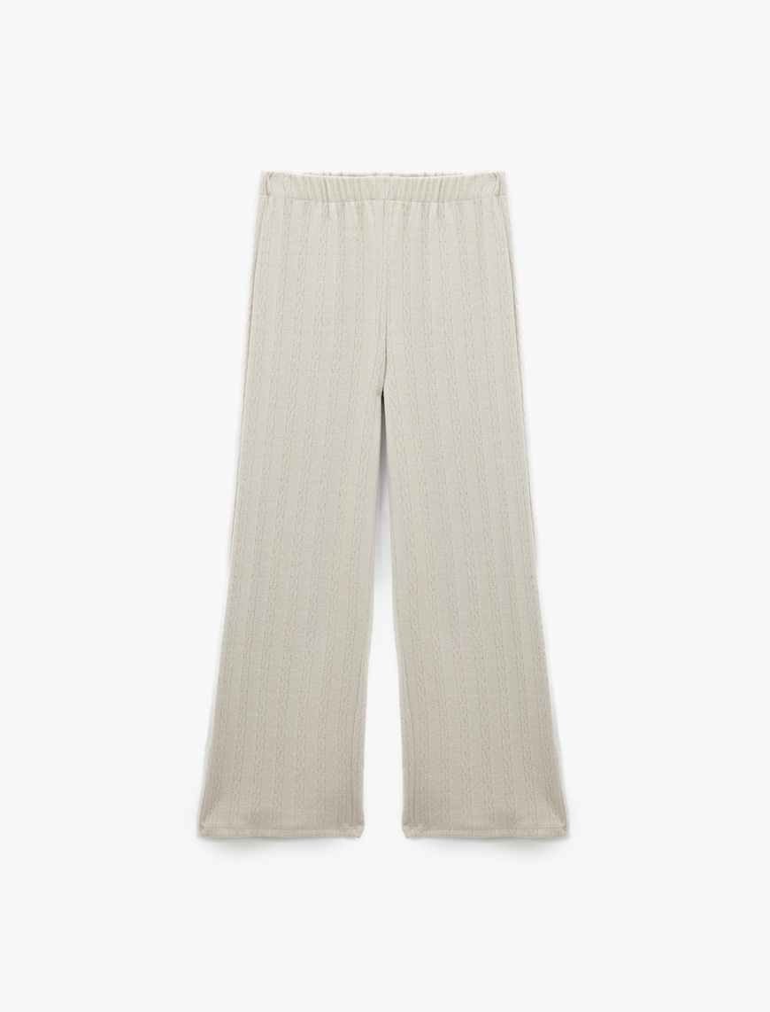 Koton Kadın Rahat Kalıp Standart Bel Dokulu Bol Paça Pijama Altı