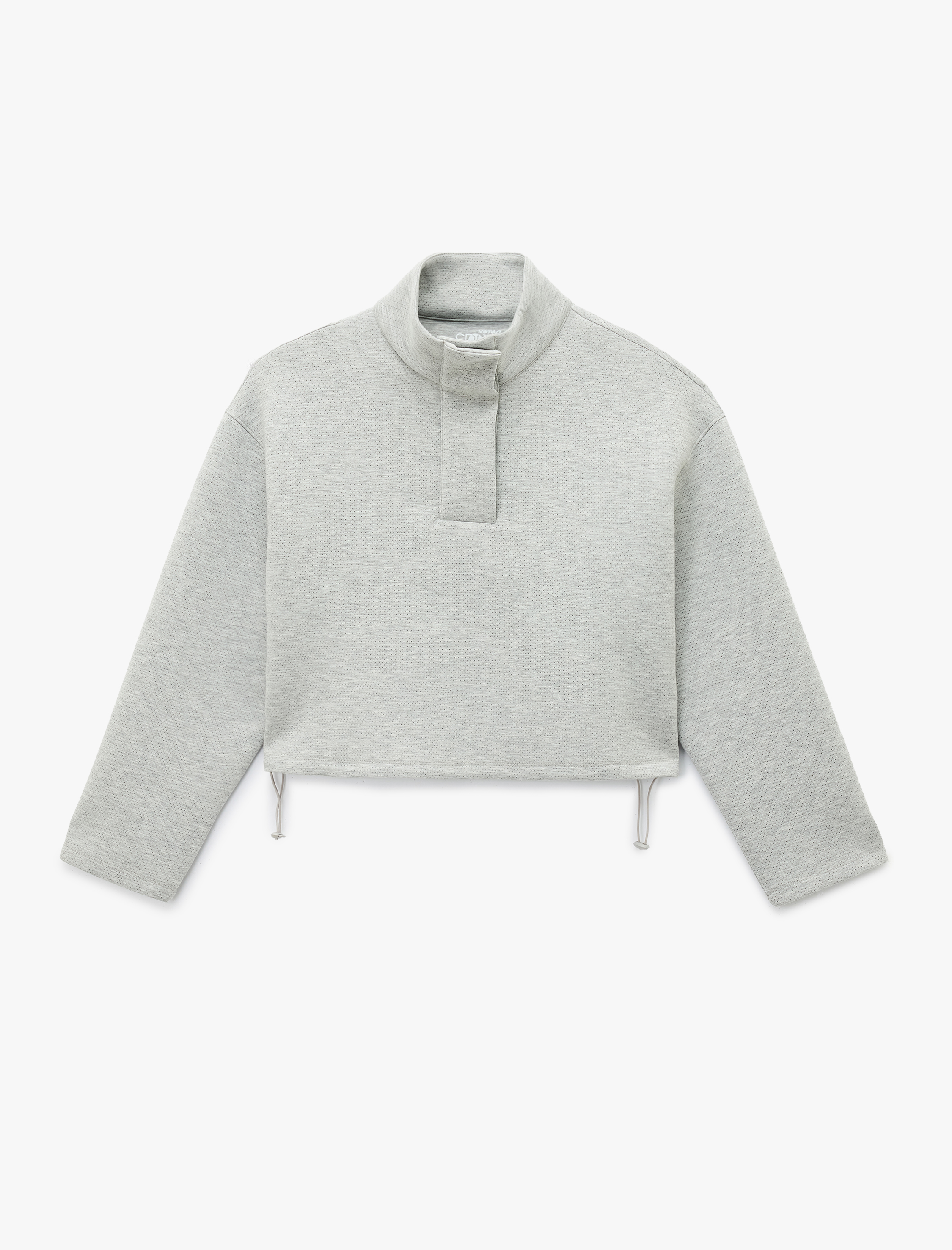   Dik Yaka Çıtçıt Düğmeli Stoperli Spor Oversize Sweatshirt