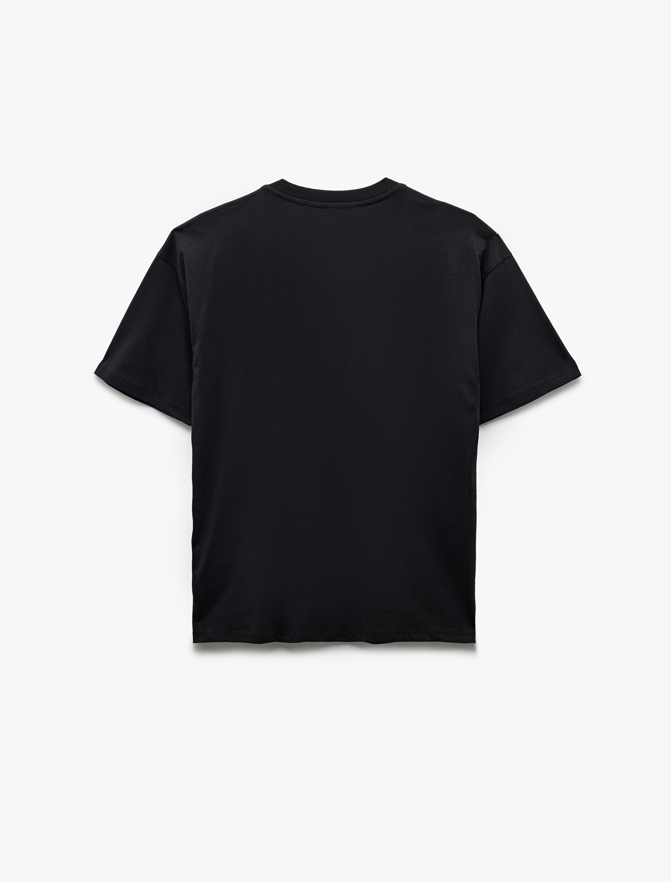   Bisiklet Yaka Kısa Kollu Köpek Nakışlı Pamuklu Oversize Tişört