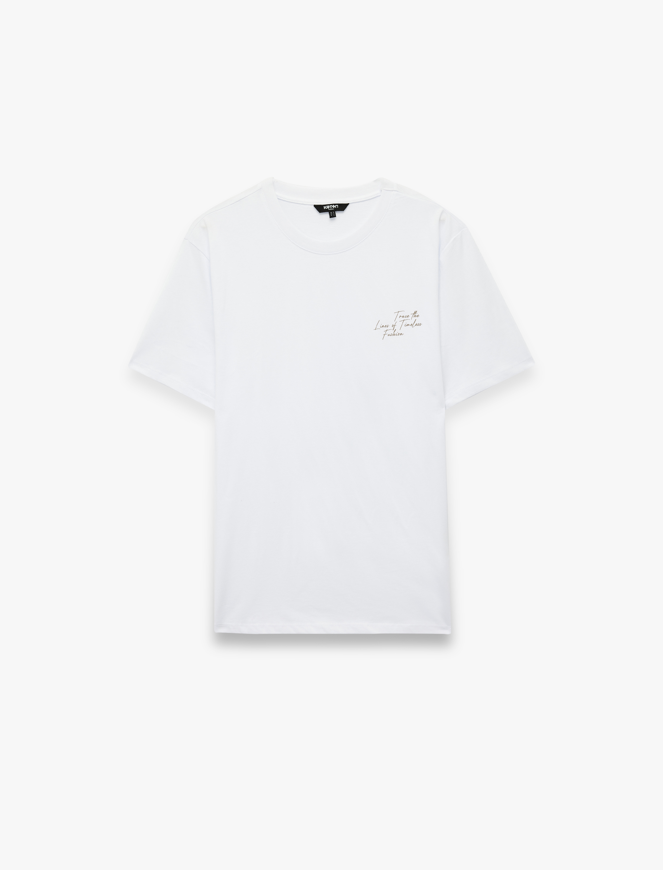   Regular Fit Kısa Kollu Pamuklu Bisiklet Yaka Baskılı Tişört