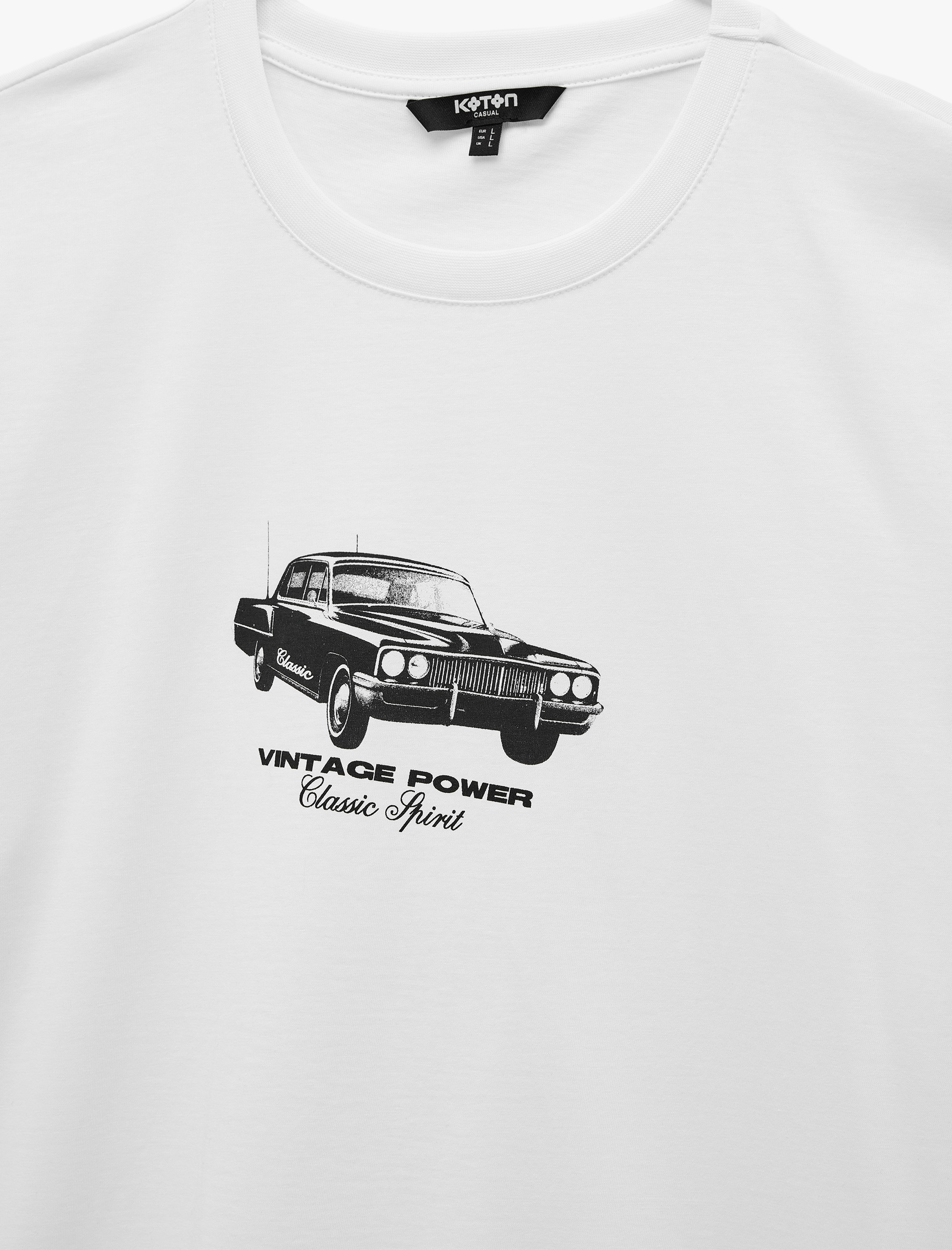   Kısa Kollu Bisiklet Yaka Pamuklu Araba Baskılı Tişört