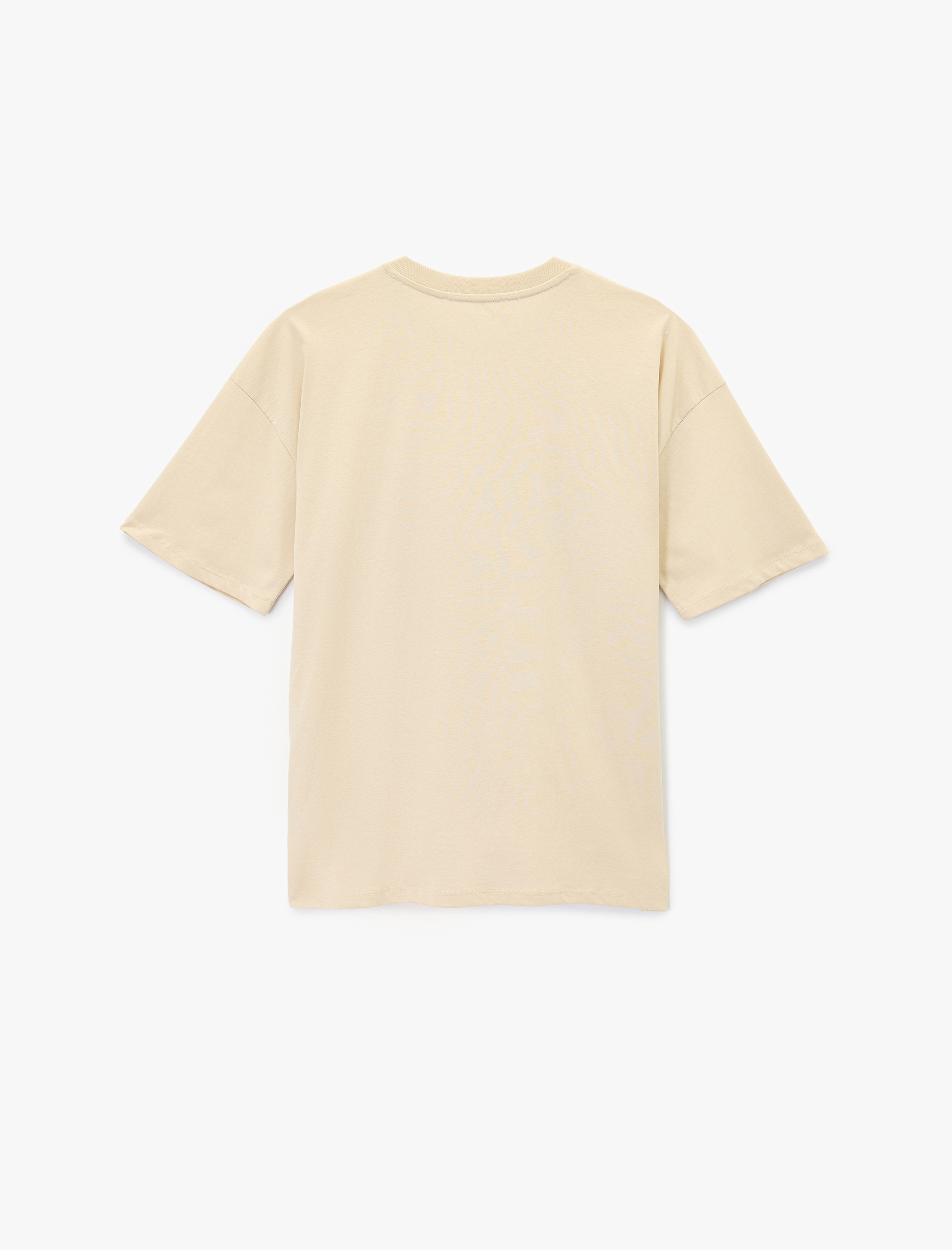   Pamuklu Kısa Kollu Bisiklet Yaka Kuru Kafa Baskılı Oversize Tişört