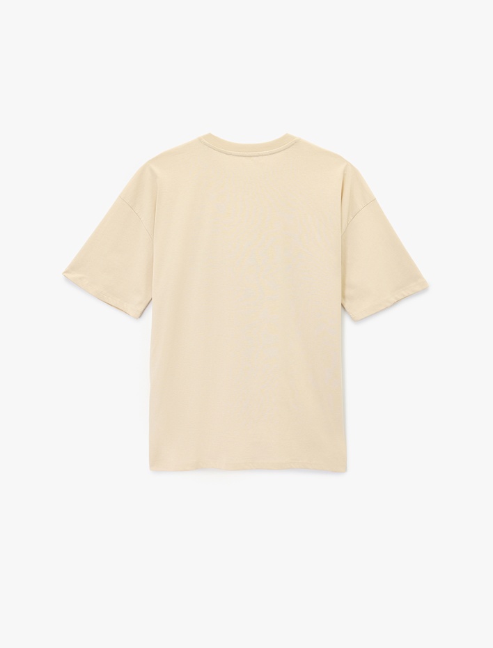  Pamuklu Kısa Kollu Bisiklet Yaka Kuru Kafa Baskılı Oversize Tişört