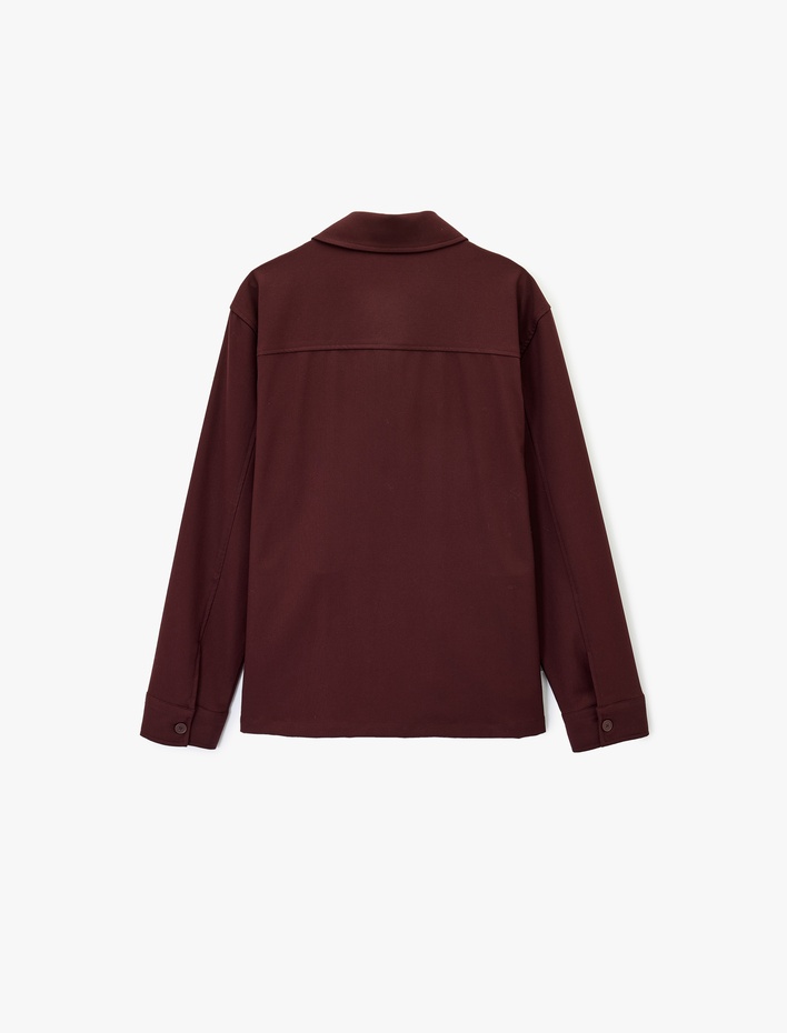  Regular Fit Viskon Karışımlı Kapaklı Cepli Klasik Yaka Uzun Kollu Gömlek Ceket