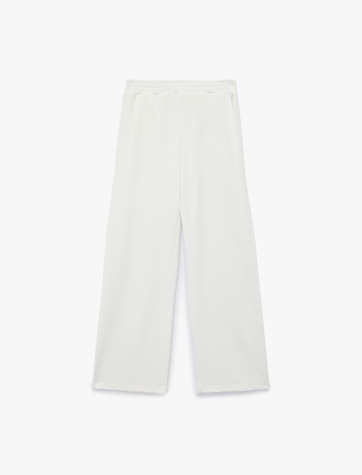  Rahat Kalıp Beli Lastikli Cep Detaylı Geniş Paça Eşofman Altı