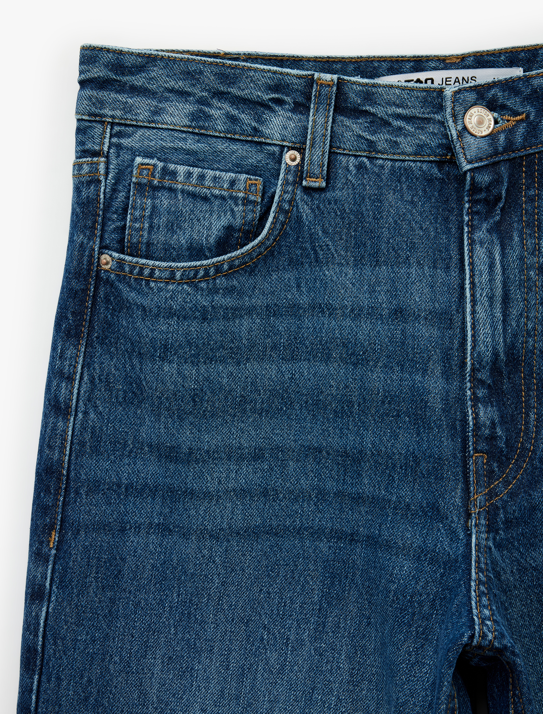   Pamuklu Cepli Düğmeli Normal Bel Baggy Jean Pantolon - Baggy Jeans