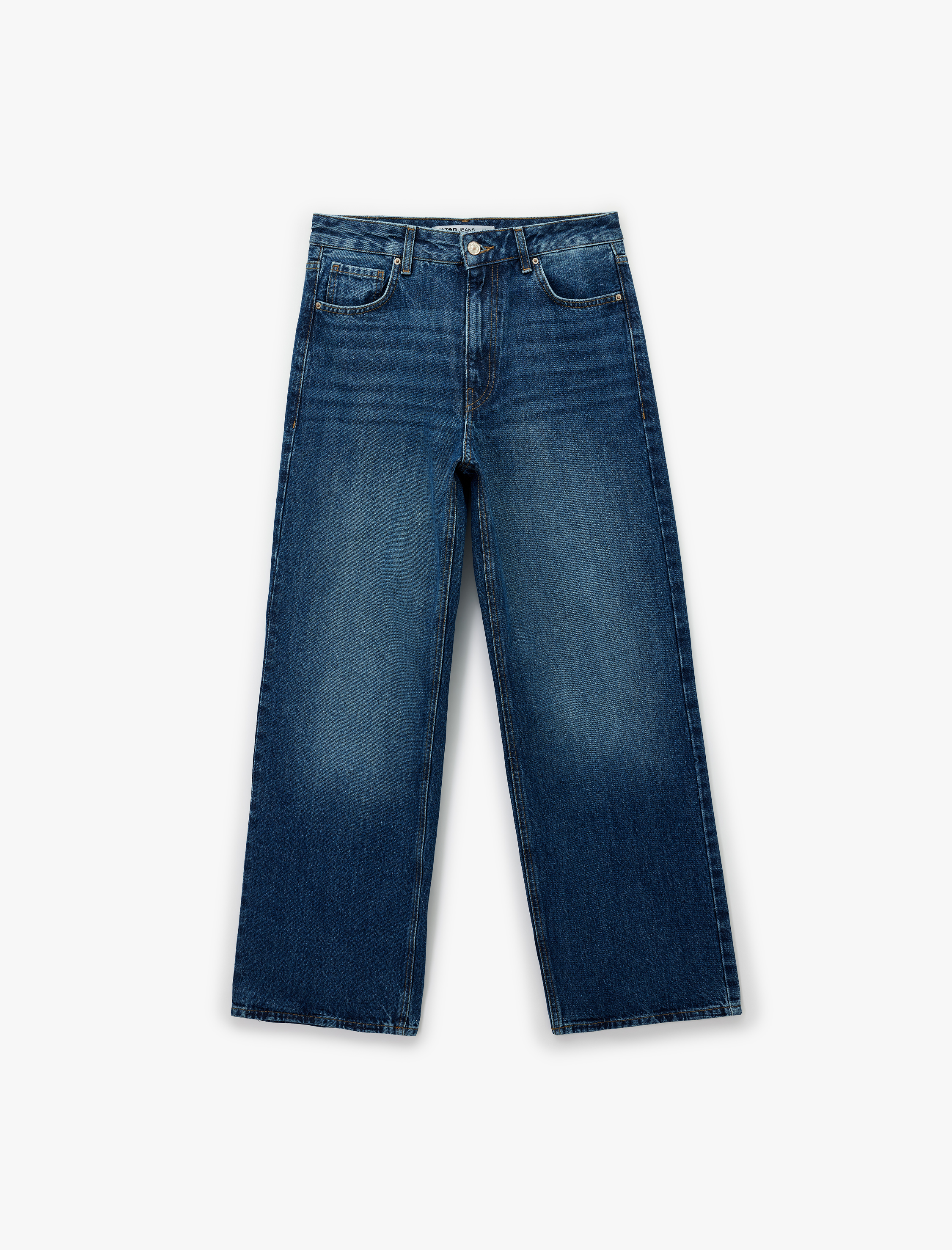   Pamuklu Cepli Düğmeli Normal Bel Baggy Jean Pantolon - Baggy Jeans