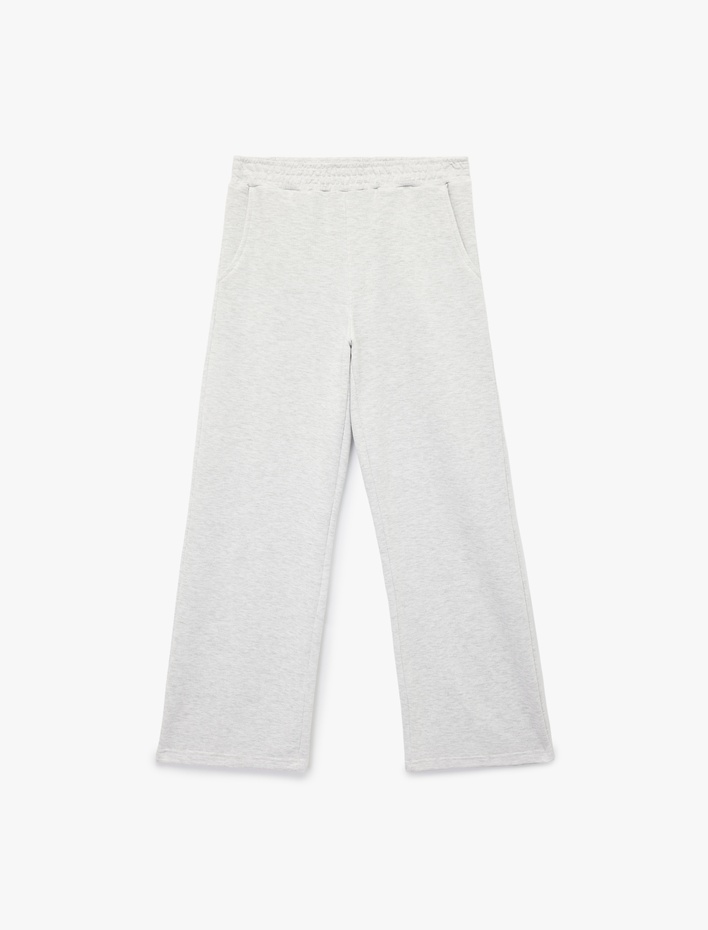  Rahat Kalıp Beli Lastikli Cep Detaylı Geniş Paça Eşofman Altı