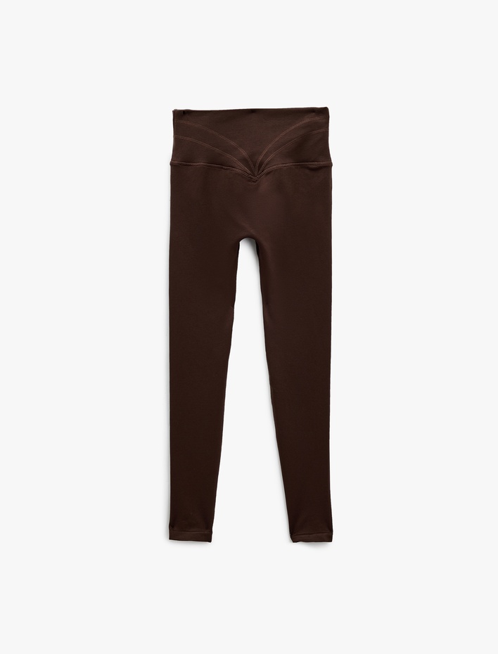  Yüksek Bel Slim Fit Dikiş Detaylı Spor Tayt