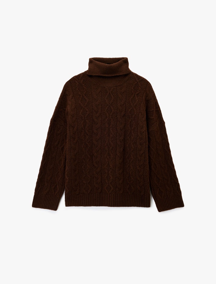  Koton X Sima Tarkan - Uzun Kollu Balıkçı Yaka Oversize Saç Örgü Kazak