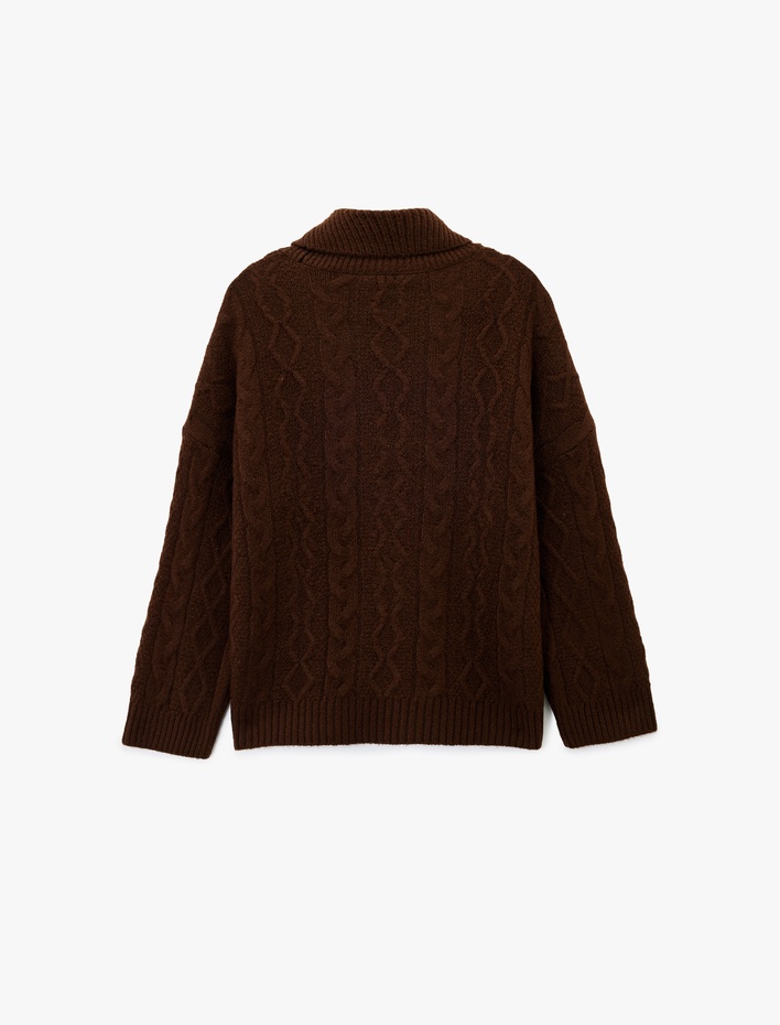  Koton X Sima Tarkan - Uzun Kollu Balıkçı Yaka Oversize Saç Örgü Kazak