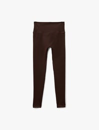 Yüksek Bel Slim Fit Dikiş Detaylı Spor Tayt