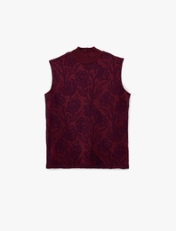 Slim Fit Balıkçı Yaka Kolsuz Floral Desenli Bluz