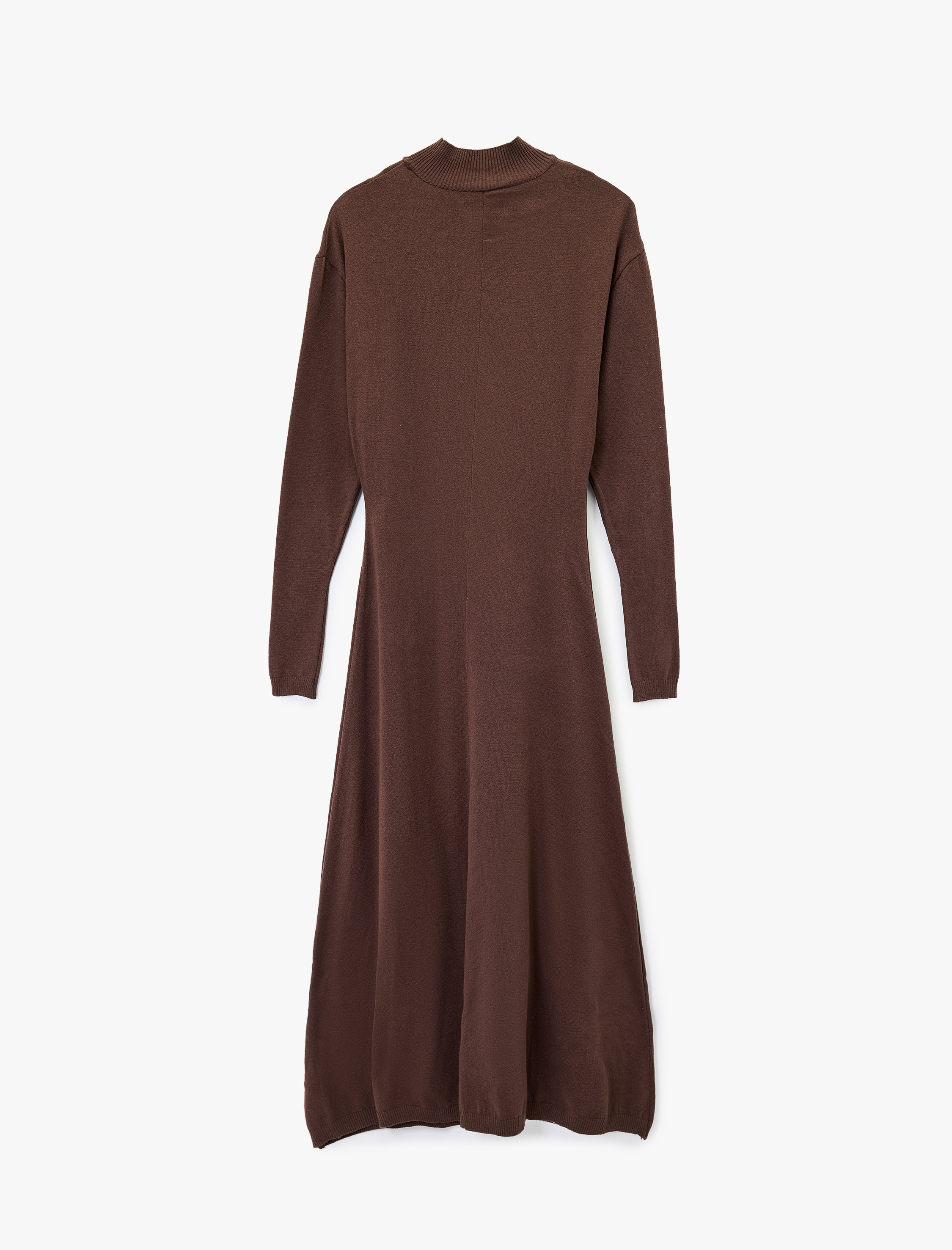   Uzun Kollu Hafif Dik Yaka Uzun Triko Elbise