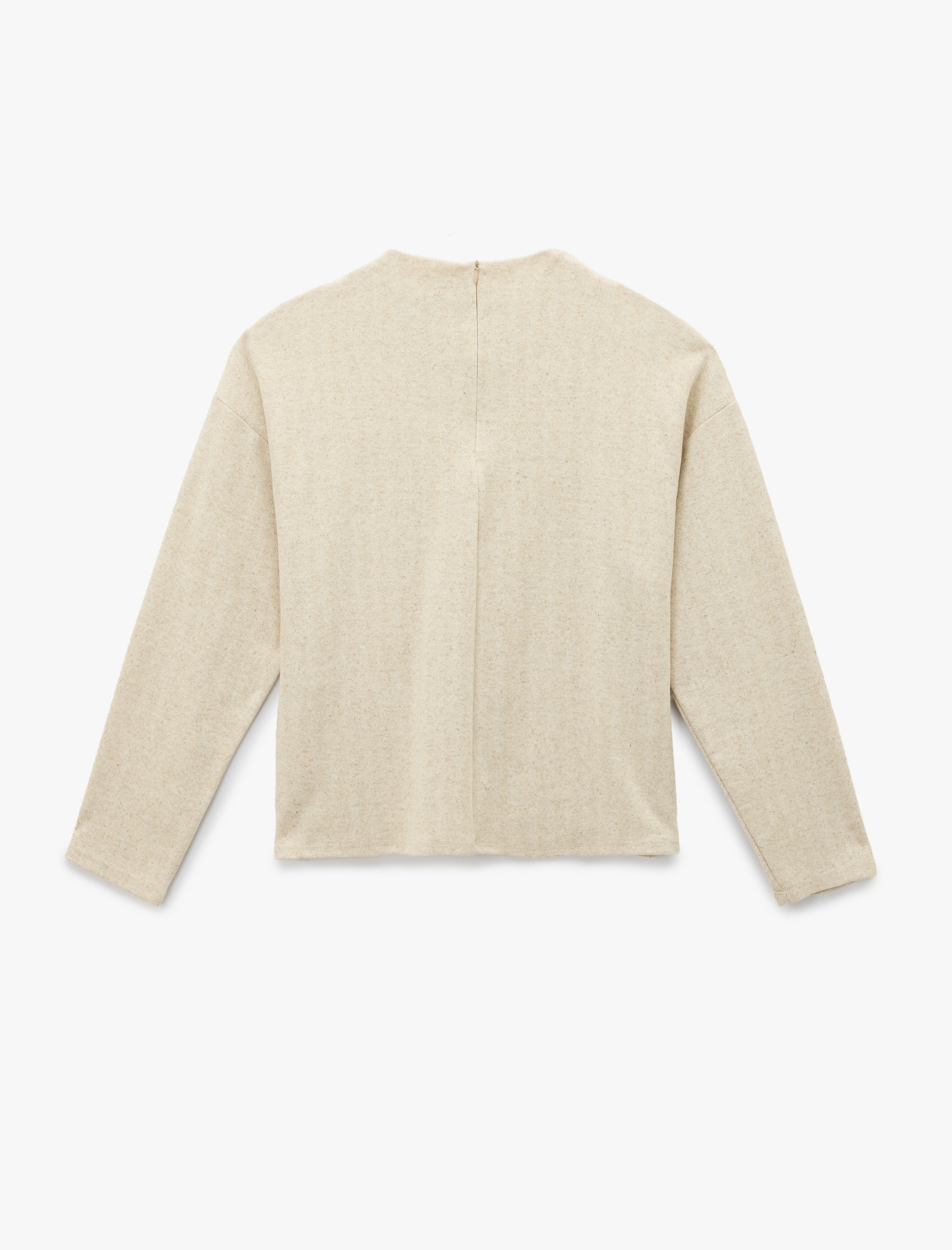   Yumuşak Dokulu Bol Kalıp Uzun Kollu Dik Yaka Taşlı Kazak