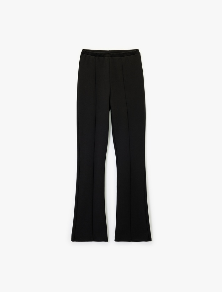  Nervürlü Pamuklu Slim Fit İspanyol Paça Tayt Pantolon